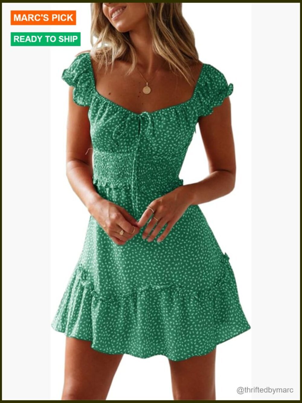 Smocked Ruffle Floral Tie Front Boho Short Dress